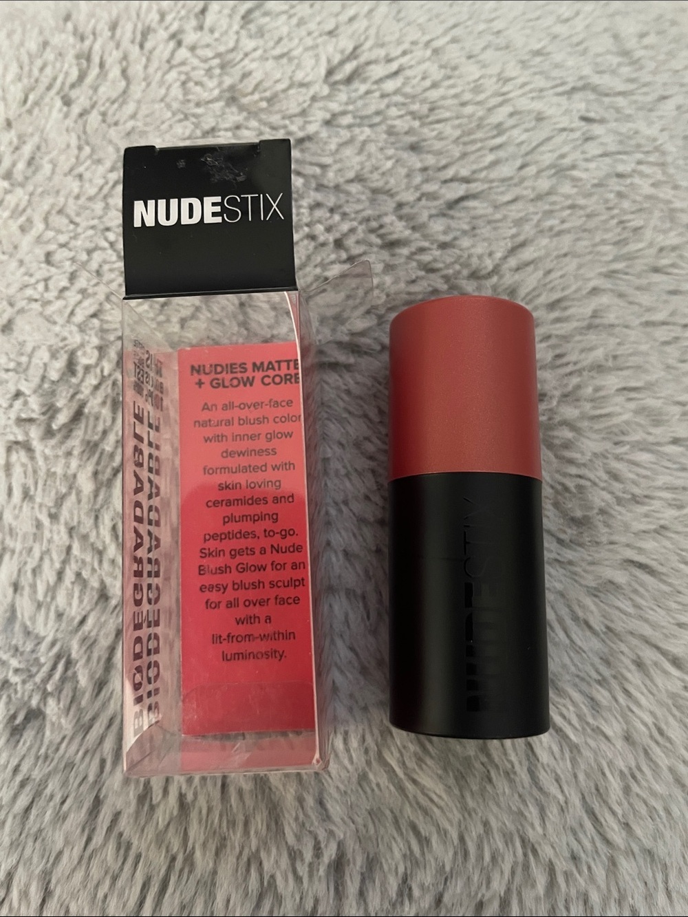 NUDESTIX Matte + Glow Cream Blush Stick — Rose Coral Tone